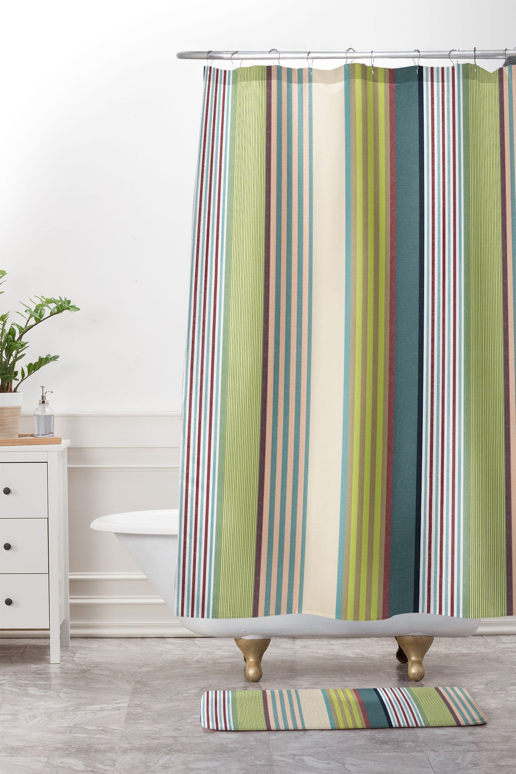Marta Barragan Camarasa Colorful Stripe Delight Memory Foam Bath Mat