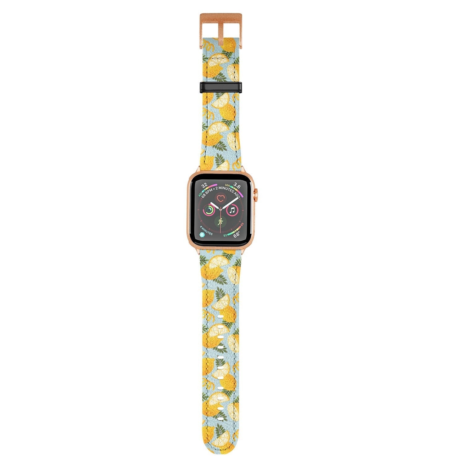 Jessica Molina Lemon Pattern on Sky Blue Apple Watch Band