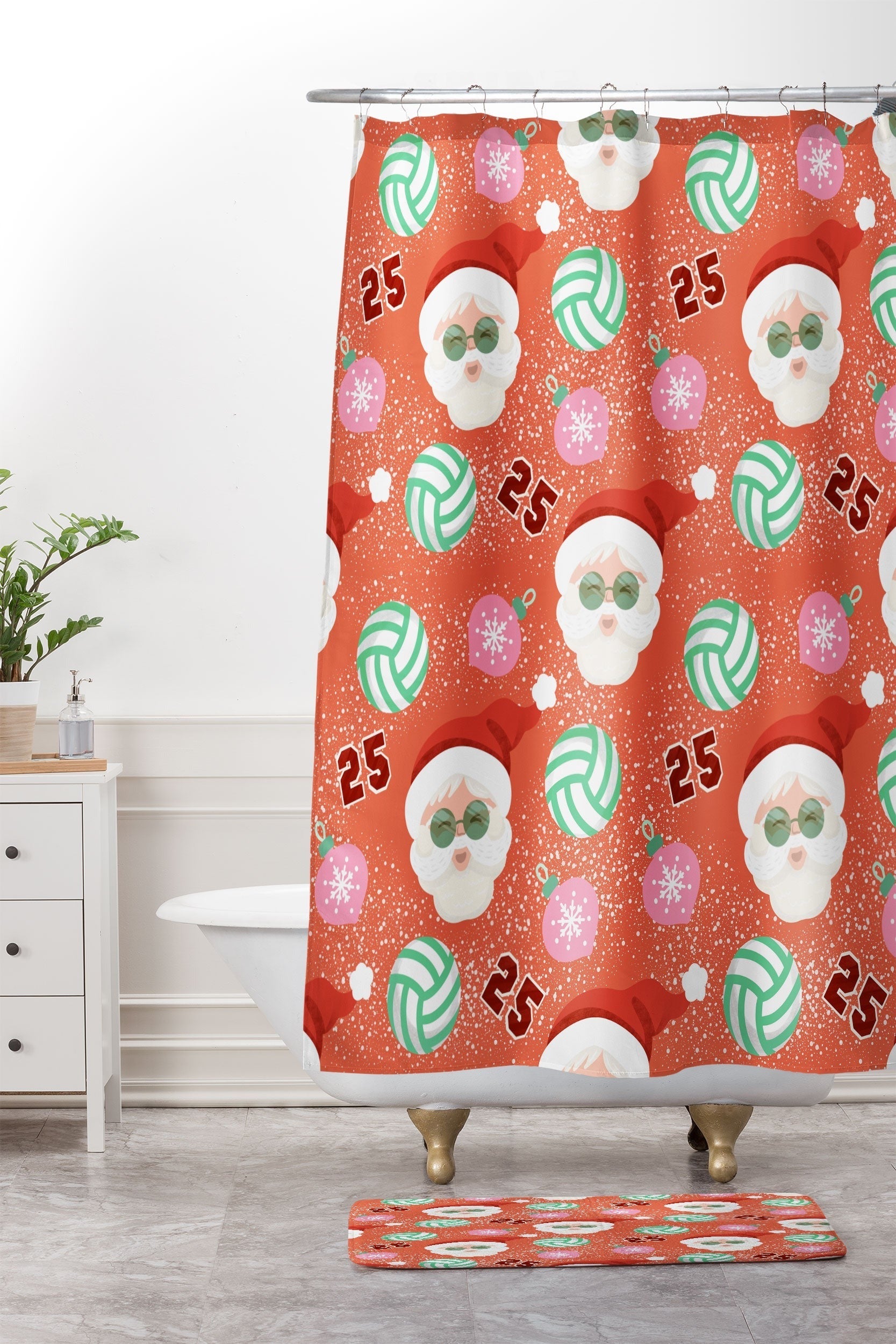 Design by Spark Sporty Volleyball Santa Memory Foam Bath Mat