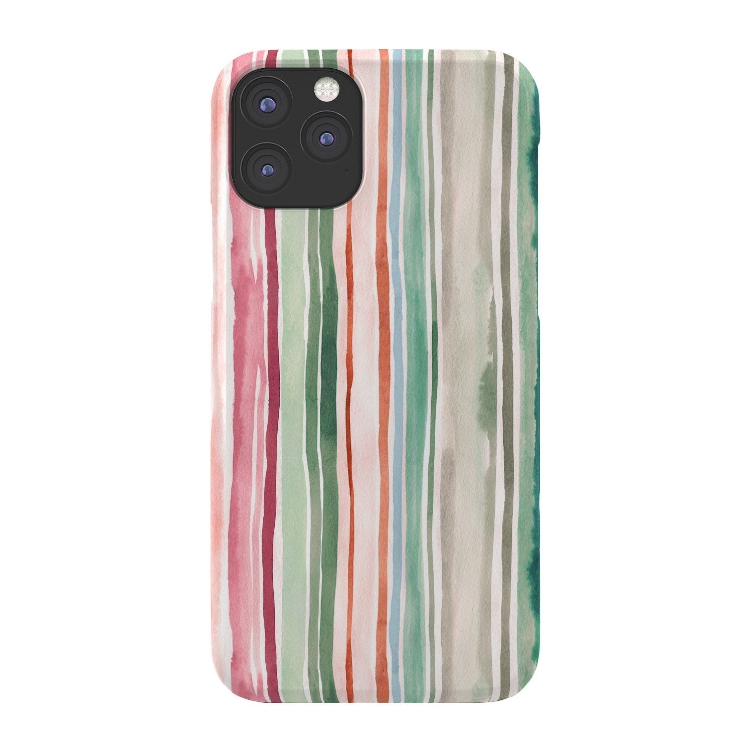 Ninola Design Botanic Retreat Watercolor Stripes Green Orange Red Phone Case