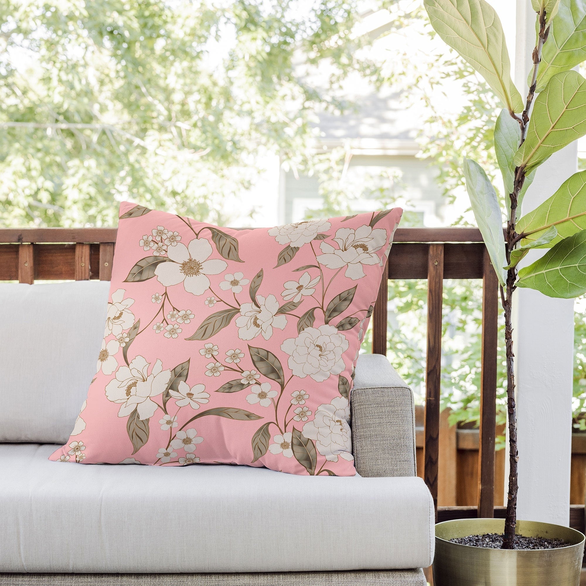 Gabriela Fuente Roberta in Pink Outdoor Throw Pillow