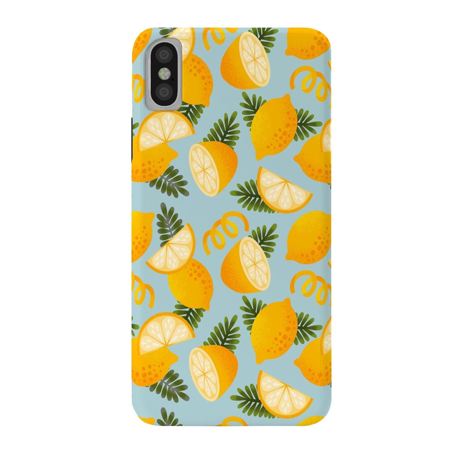 Jessica Molina Lemon Pattern on Sky Blue Phone Case