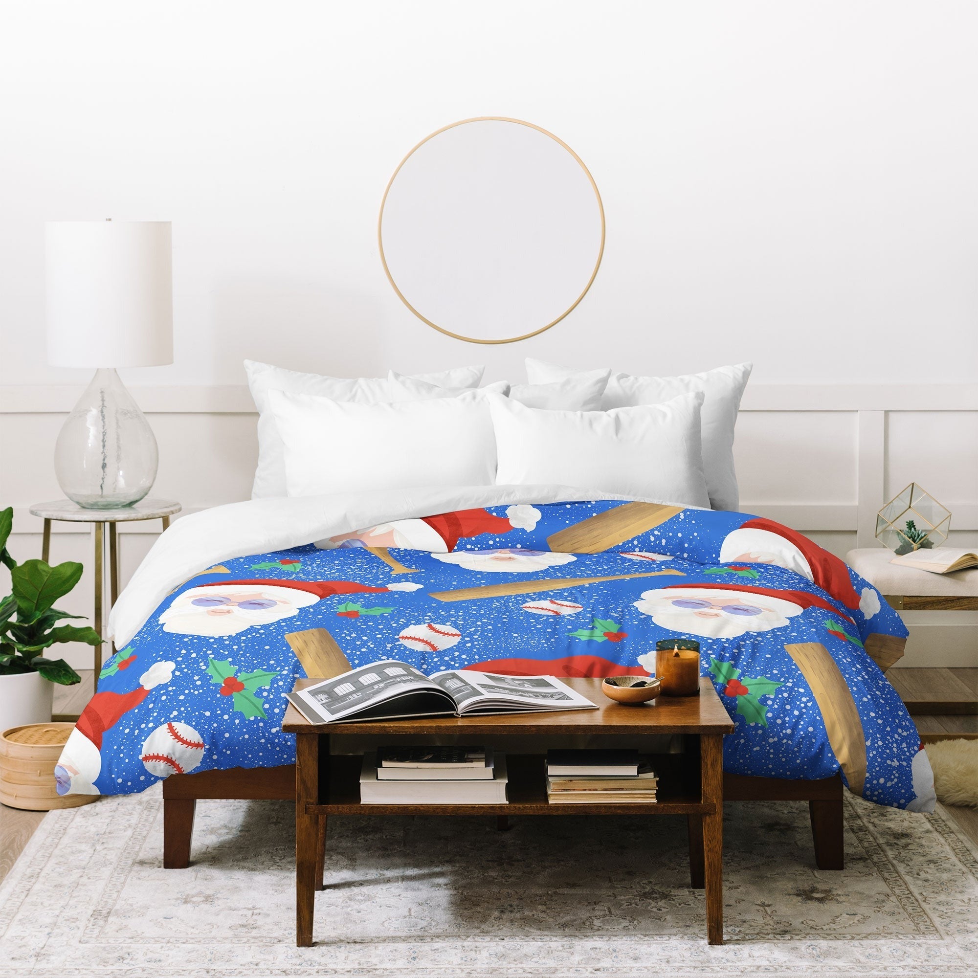 Design by Spark Sporty Baseball Santa Duvet Cover