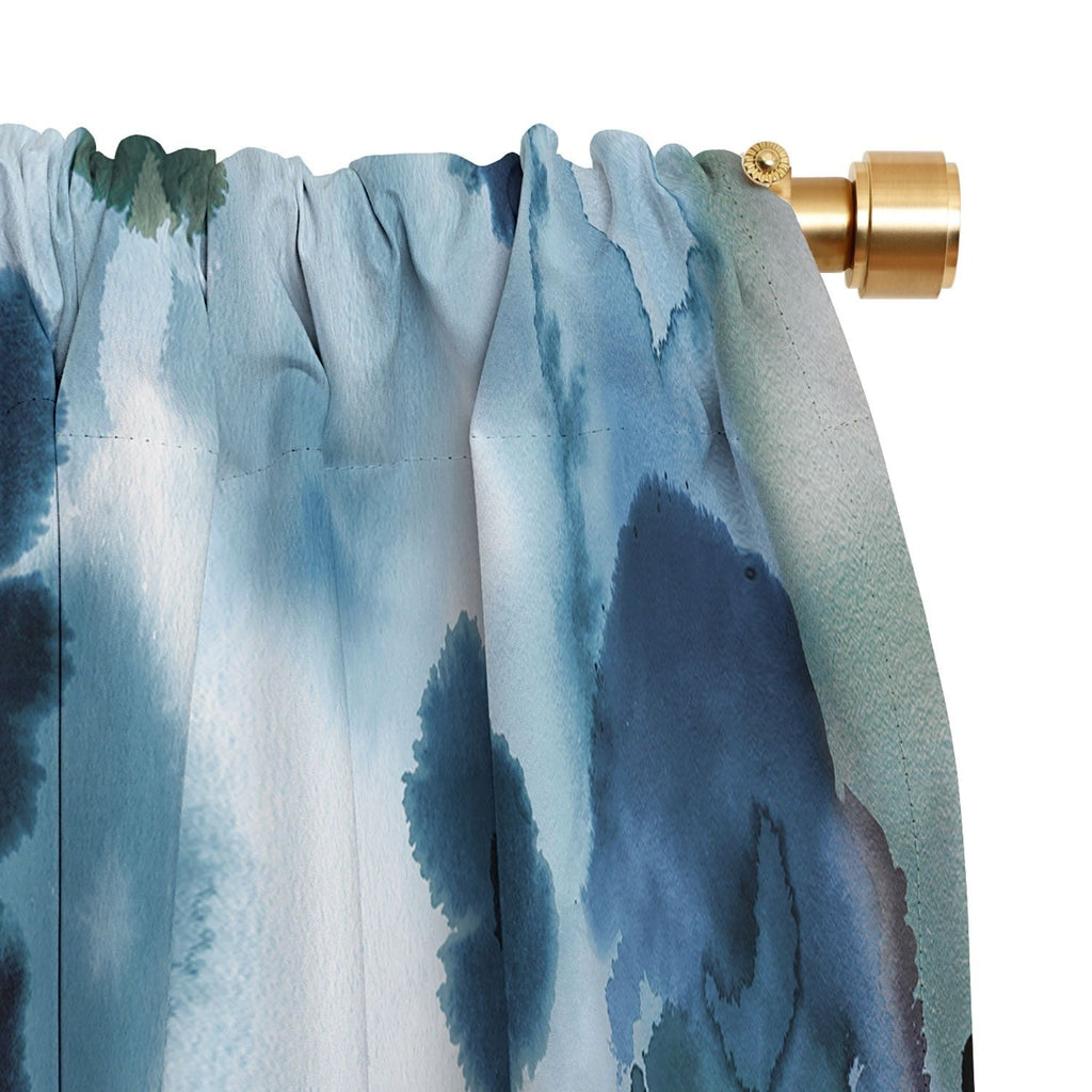 Ninola Design Botanic Retreat Ombre Abstract Watercolor Flowers Blue Navy Blackout Non Repeat
