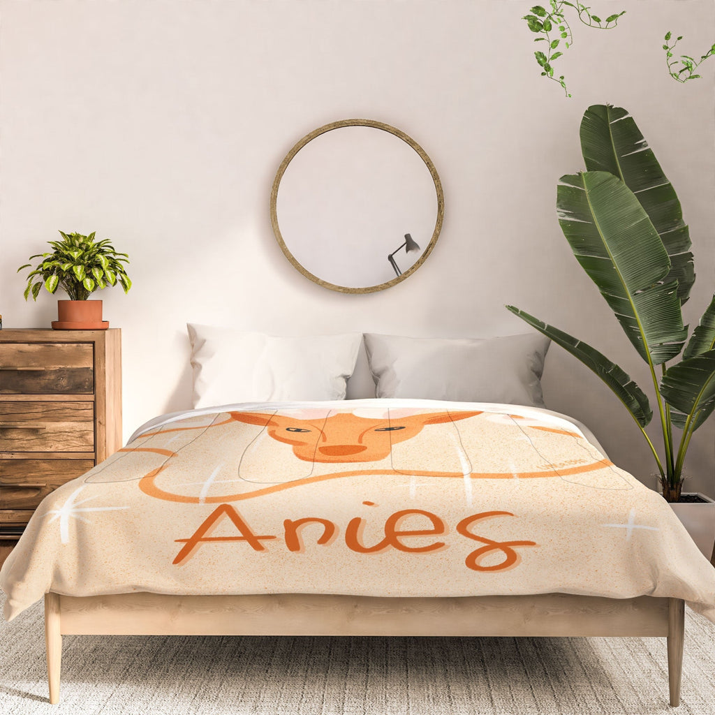 Little Om Zodiac Signs Aries Comforter