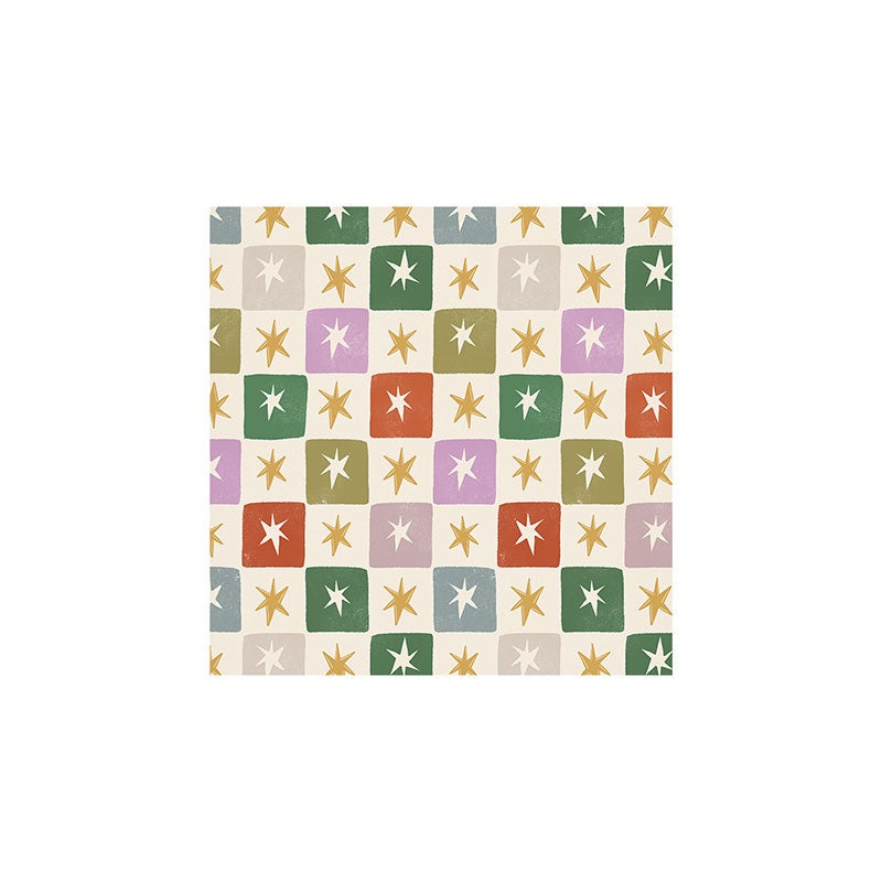 LouBruzzoni Retro Star Block Pattern Art Print