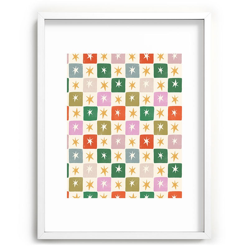 LouBruzzoni Retro Star Block Pattern Recessed Framing Rectangle