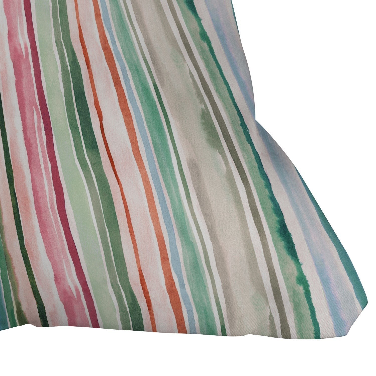 Ninola Design Botanic Retreat Watercolor Stripes Green Orange Red Outdoor Throw Pillow