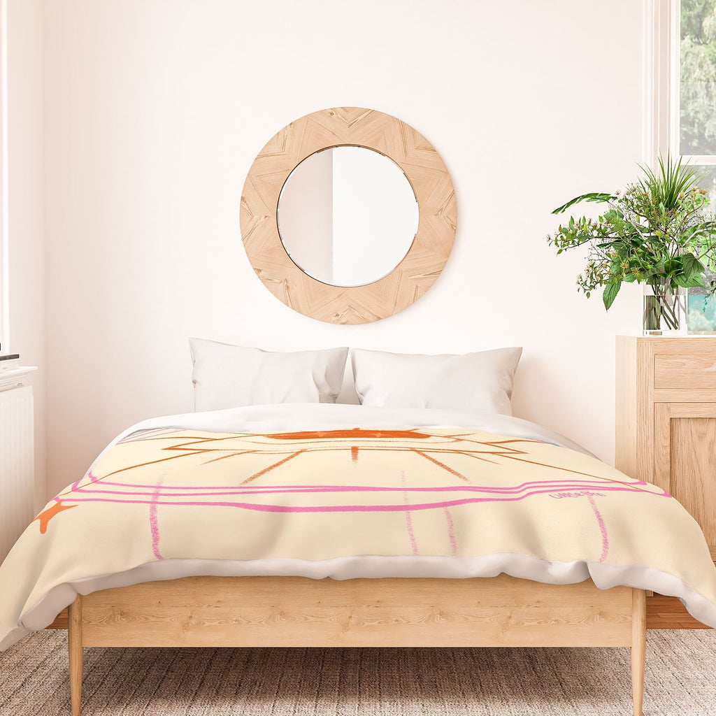 Little Om Celestial Eye cream Duvet Cover