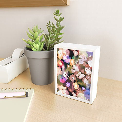 Ninola Design Botanic Retreat Ombre Abstract Watercolor Flowers Pink gold Framed Mini Art Print