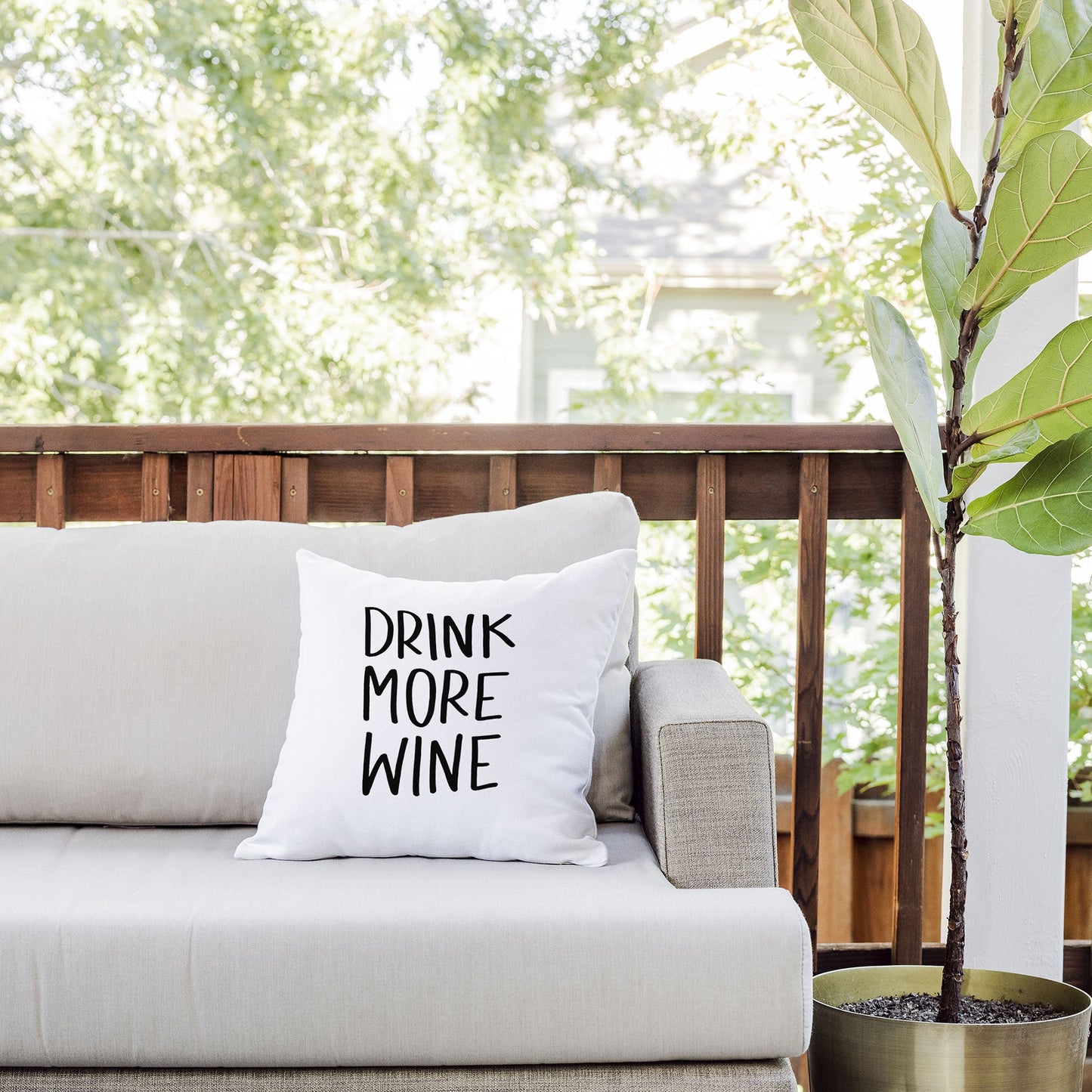 Chelcey Tate Drink More Wine Outdoor Throw Pillow