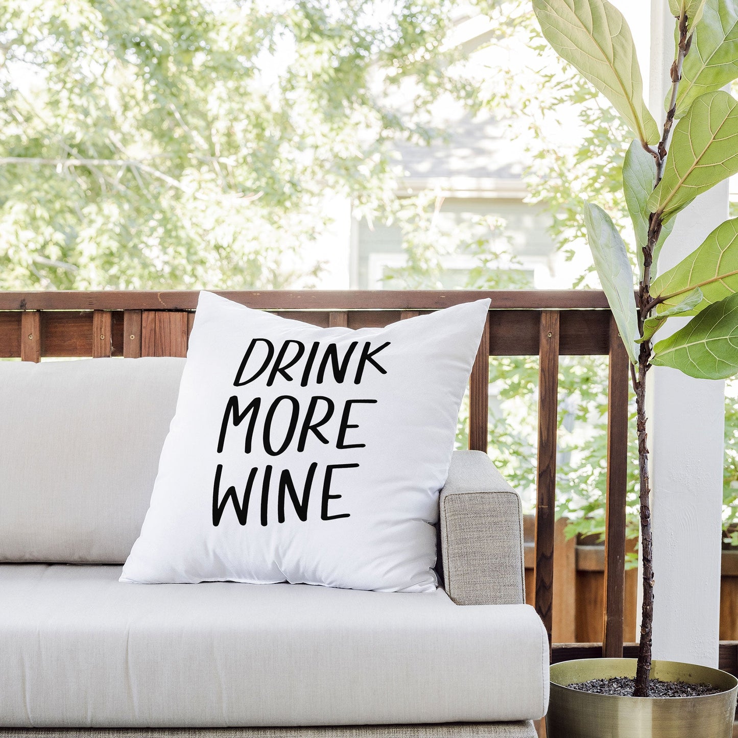 Chelcey Tate Drink More Wine Outdoor Throw Pillow
