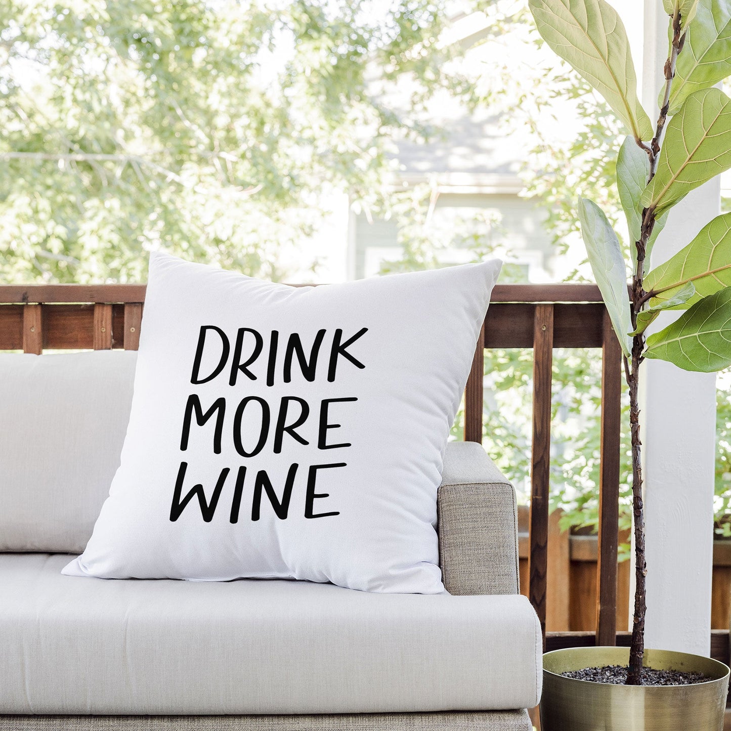 Chelcey Tate Drink More Wine Outdoor Throw Pillow