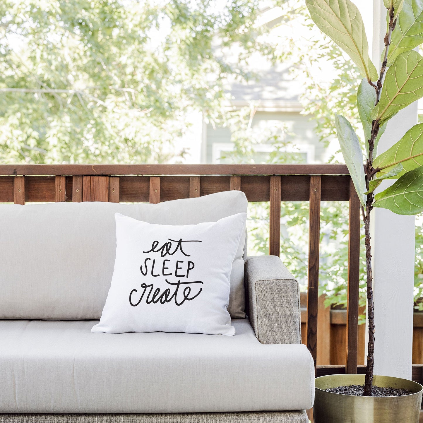 Chelcey Tate Eat Sleep Create Outdoor Throw Pillow