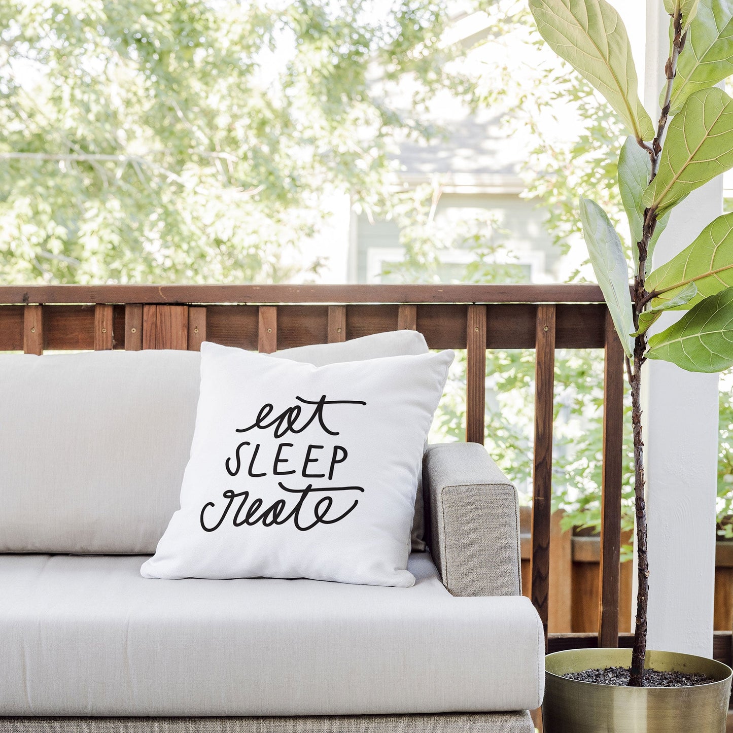 Chelcey Tate Eat Sleep Create Outdoor Throw Pillow