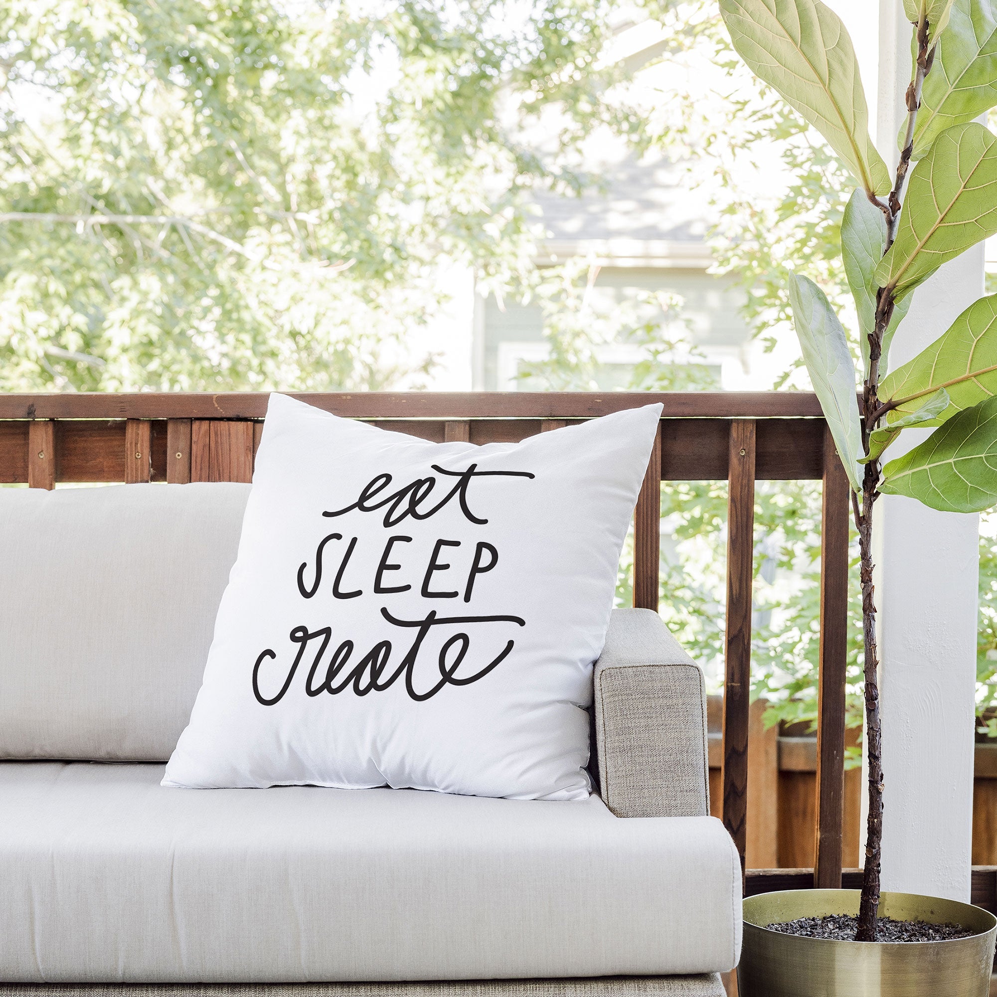 Chelcey Tate Eat Sleep Create Outdoor Throw Pillow