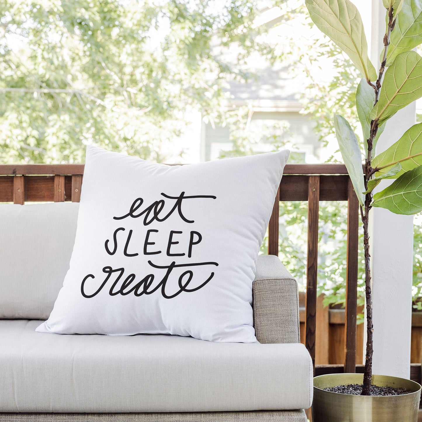 Chelcey Tate Eat Sleep Create Outdoor Throw Pillow