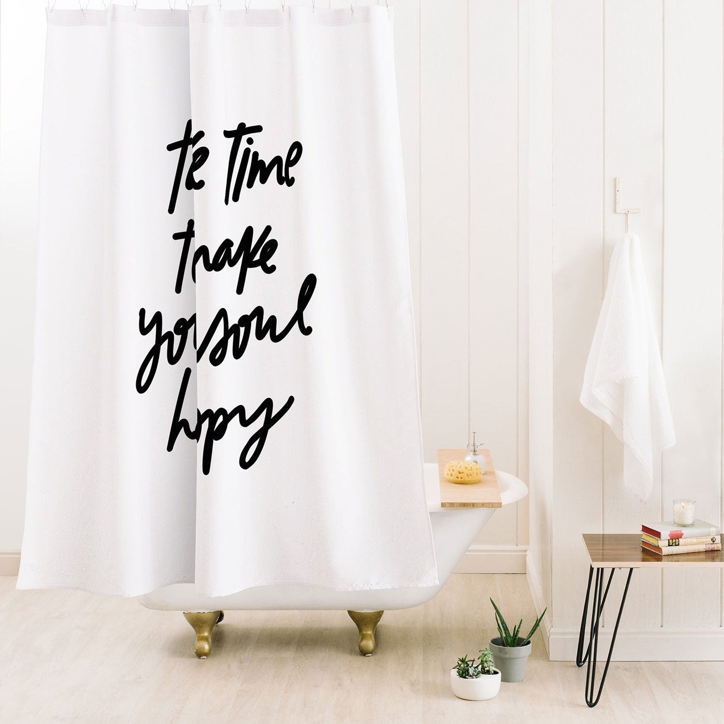 Chelcey Tate Make Your Soul Happy BW Shower Curtain