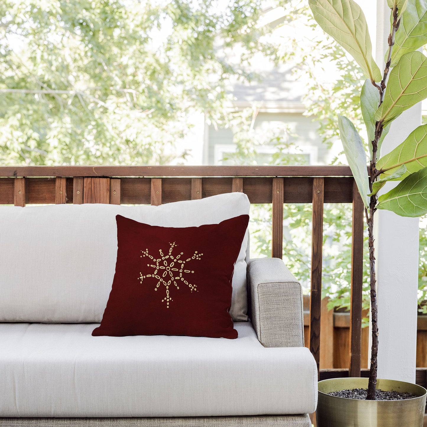 Chelsea Victoria Gold Snowflake No 2 Outdoor Throw Pillow