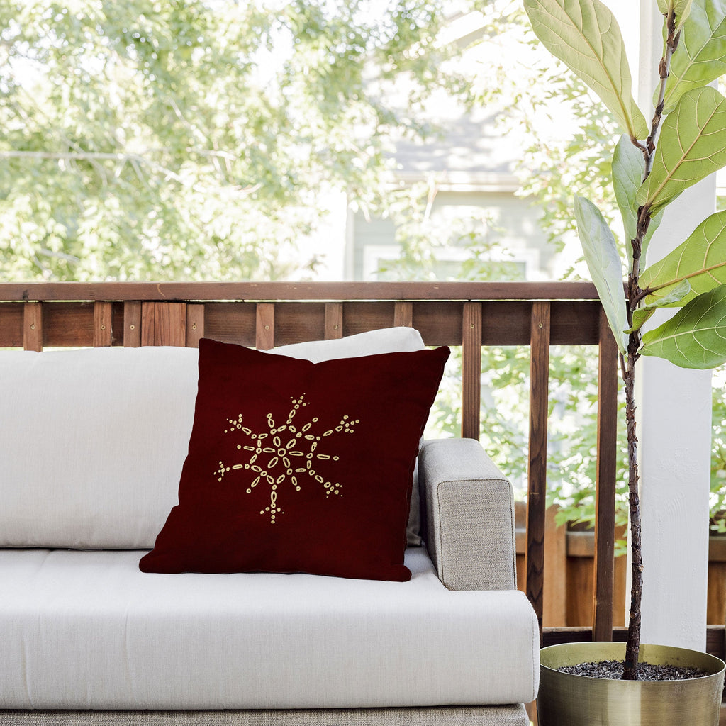 Chelsea Victoria Gold Snowflake No 2 Outdoor Throw Pillow