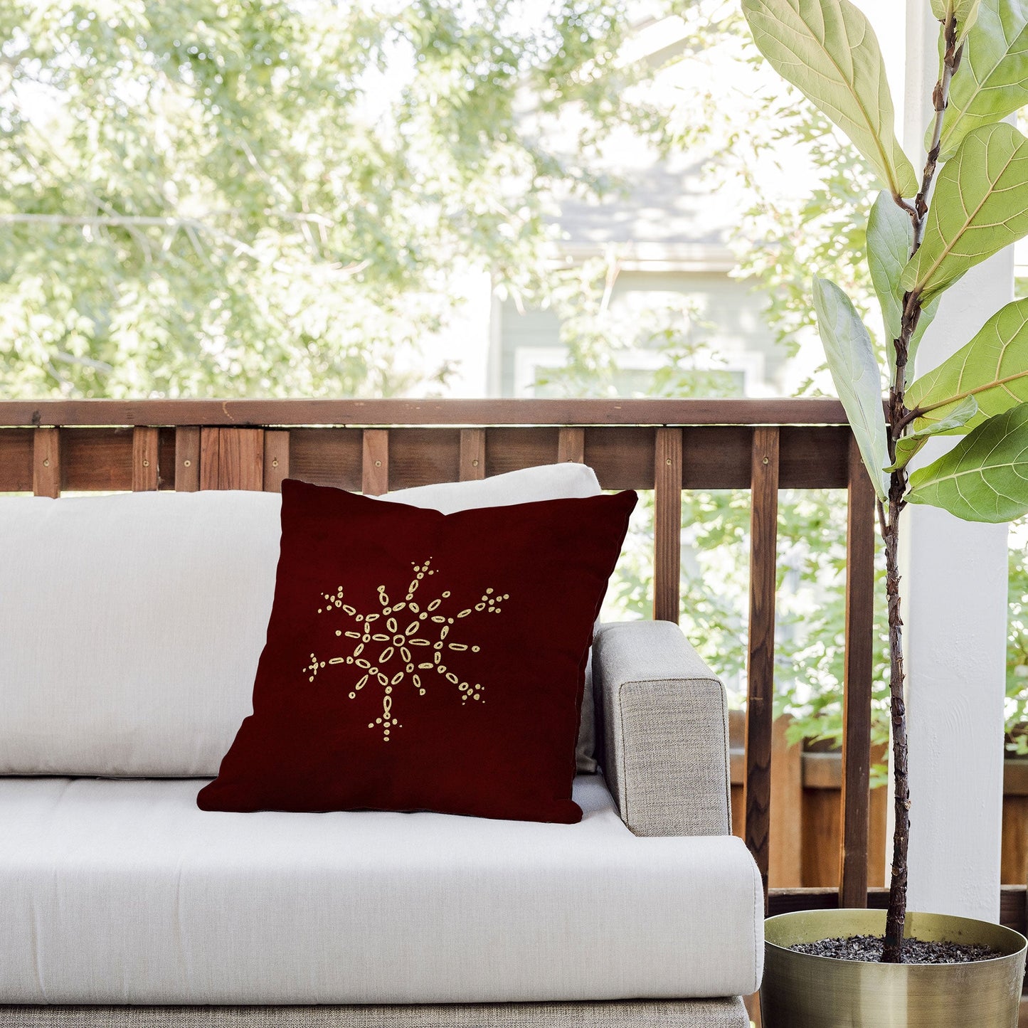 Chelsea Victoria Gold Snowflake No 2 Outdoor Throw Pillow