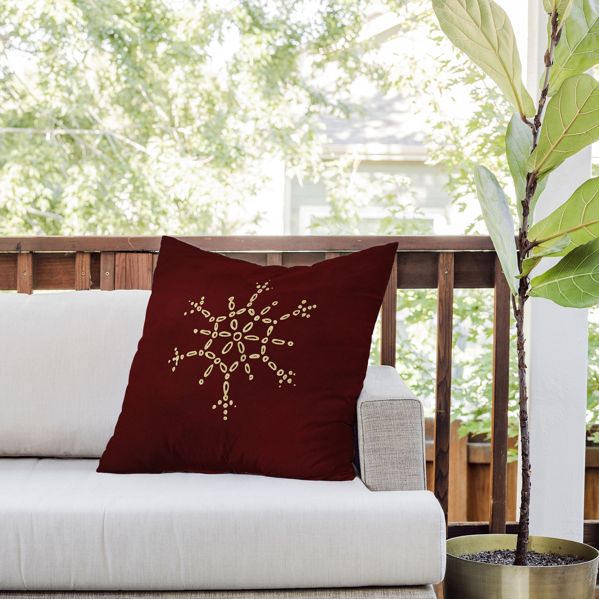 Chelsea Victoria Gold Snowflake No 2 Outdoor Throw Pillow