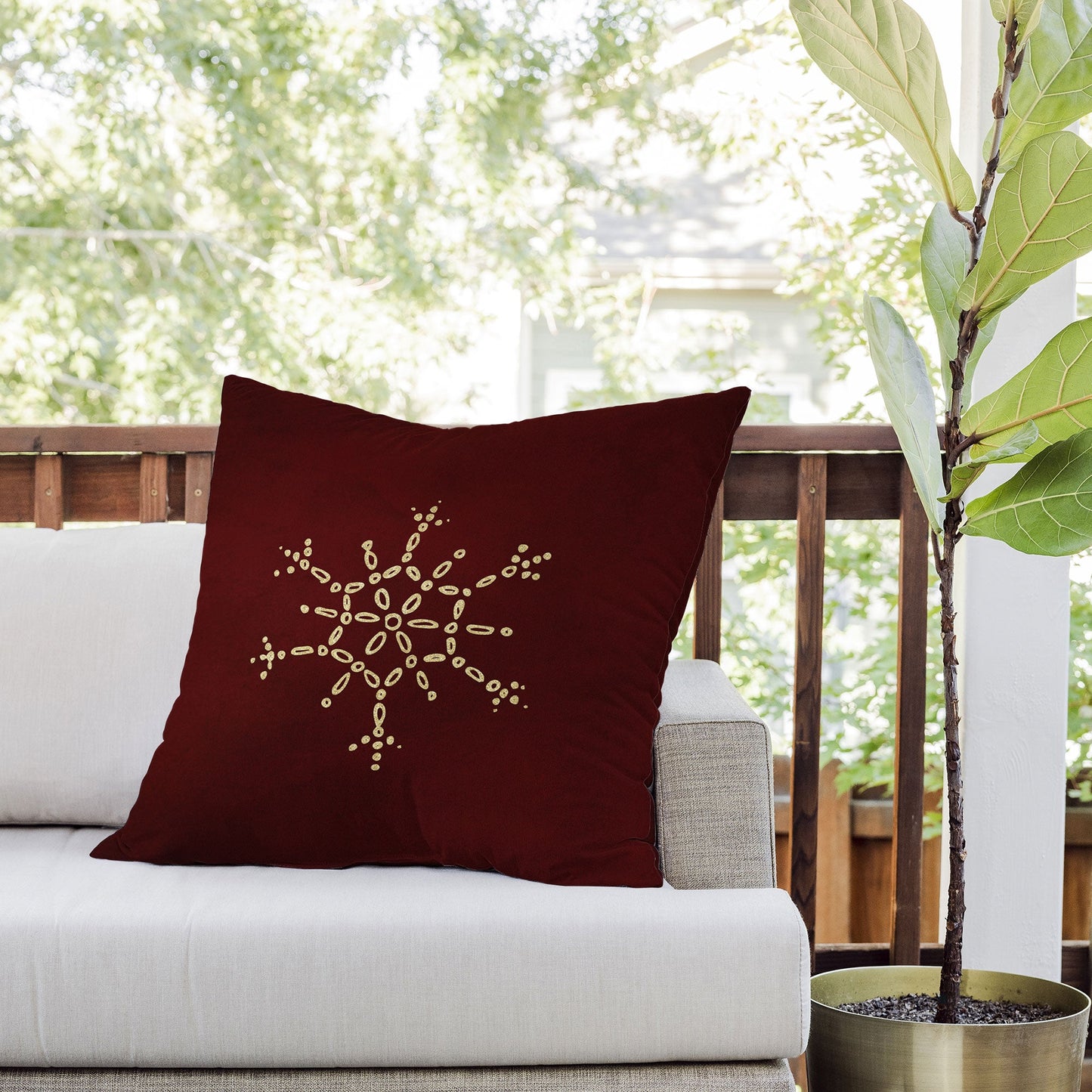 Chelsea Victoria Gold Snowflake No 2 Outdoor Throw Pillow
