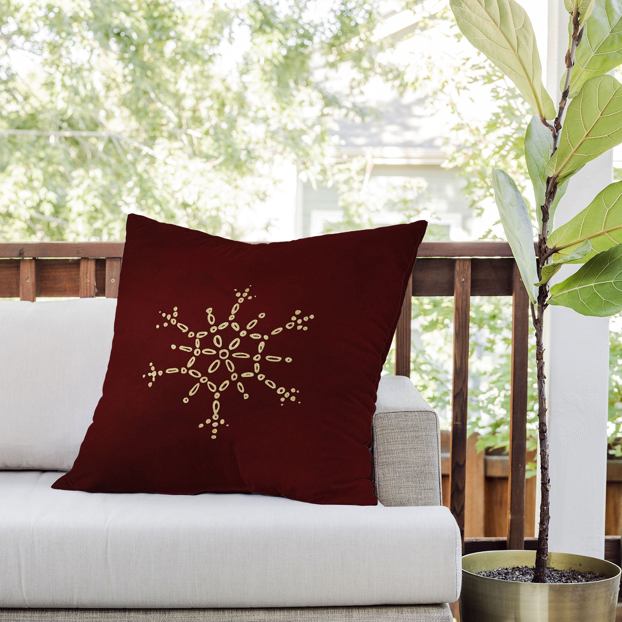 Chelsea Victoria Gold Snowflake No 2 Outdoor Throw Pillow
