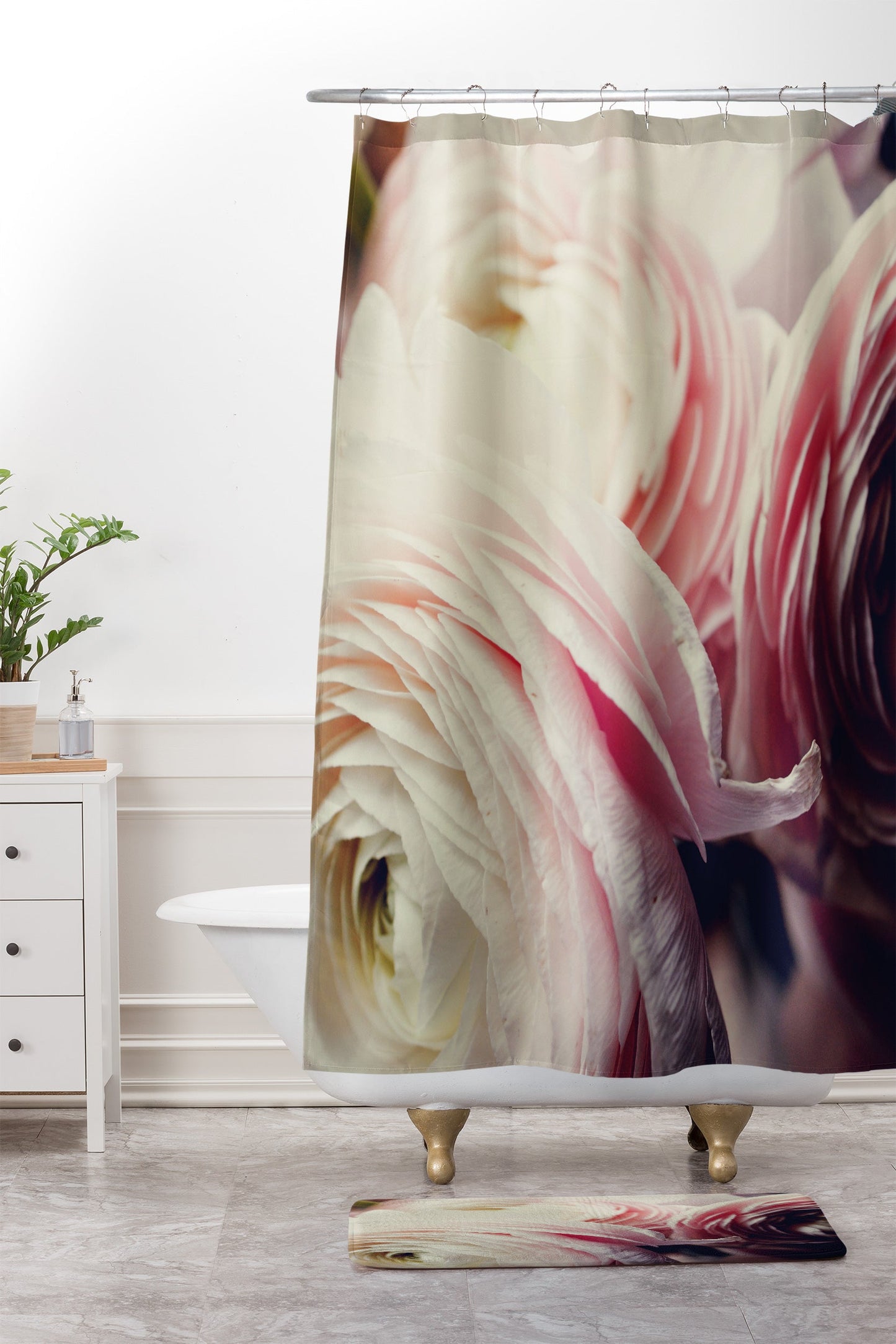 Chelsea Victoria Ranunculus Pop Shower Curtain And Mat