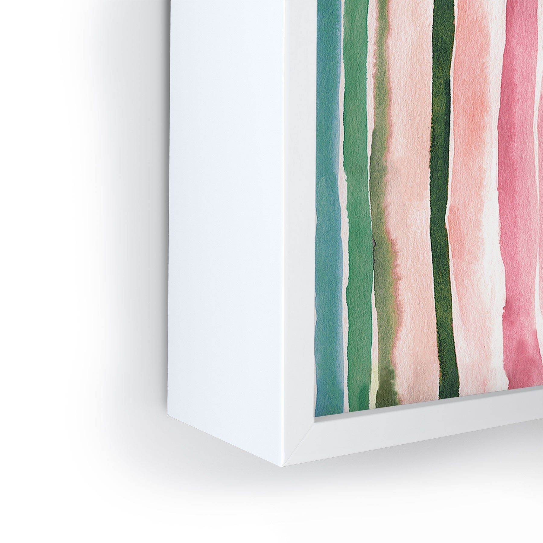 Ninola Design Botanic Retreat Watercolor Stripes Green Orange Red Framed Mini Art Print