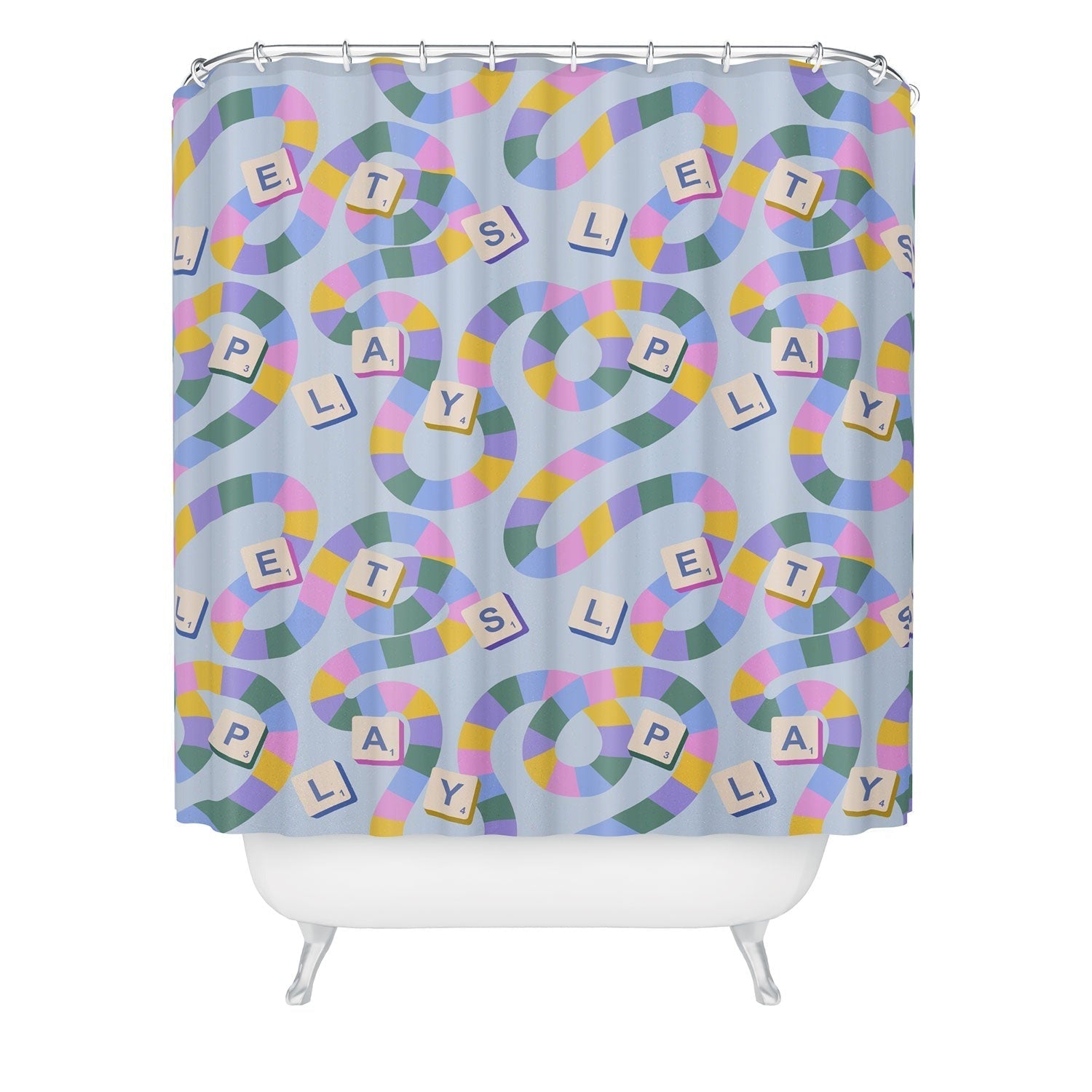 Design by Spark Scrabble Board Game Night Shower Curtain