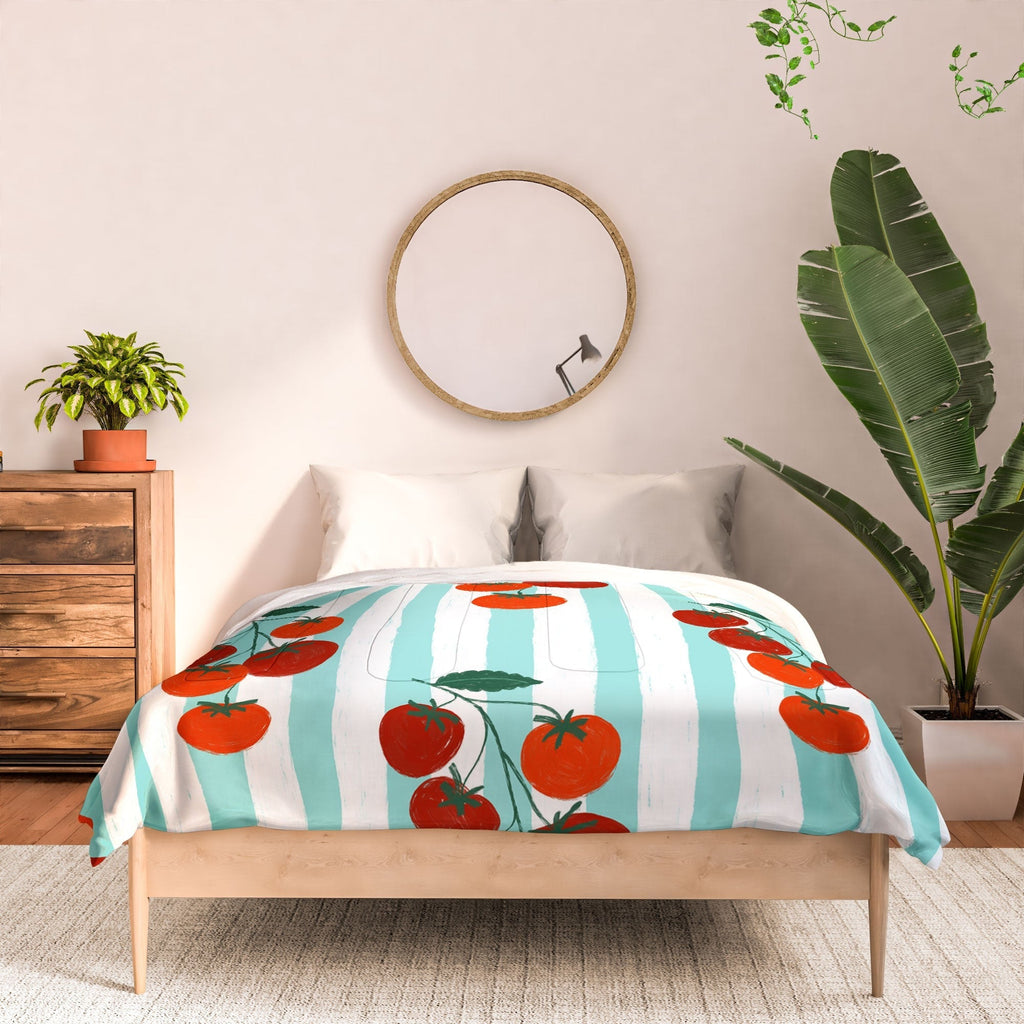 Design by Spark Zesty Tomatoes and Stripes Comforter