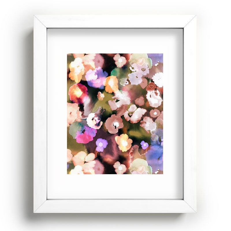 Ninola Design Botanic Retreat Ombre Abstract Watercolor Flowers Pink gold Recessed Framing Rectangle