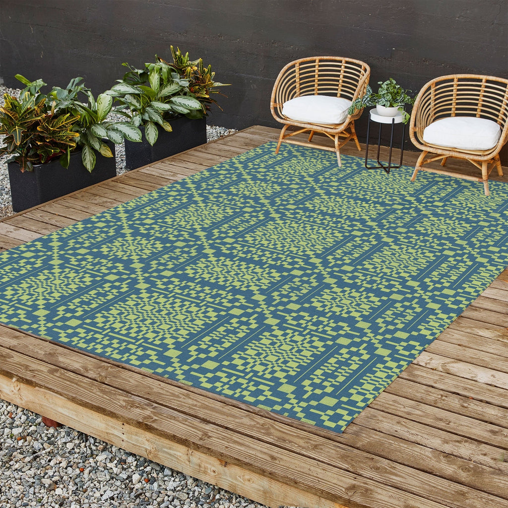 Marta Barragan Camarasa Nostalgic Grid Design Outdoor Rug