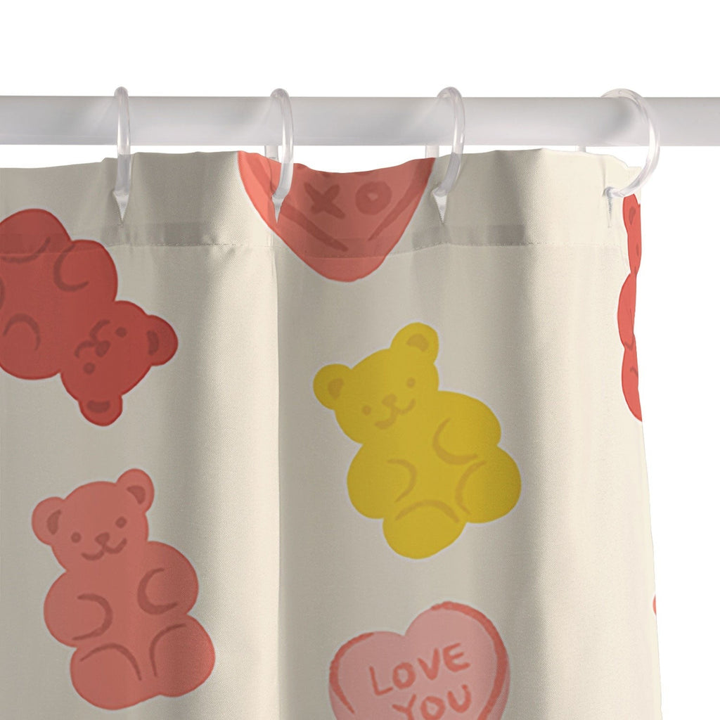 Design by Spark Gummy Bears and Candy Hearts Valentines Shower Curtain