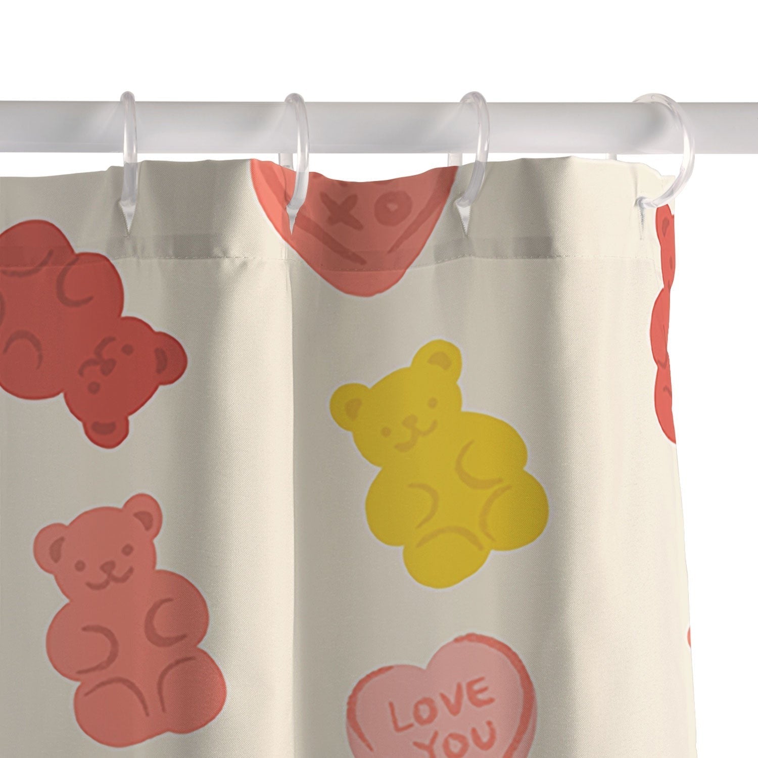 Design by Spark Gummy Bears and Candy Hearts Valentines Shower Curtain