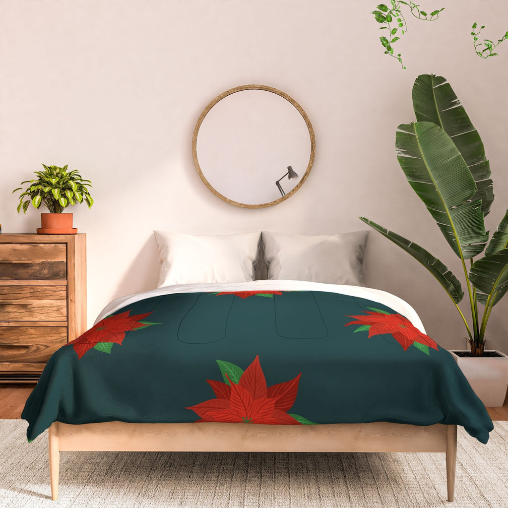Design by Spark Poinsettia Florals Comforter
