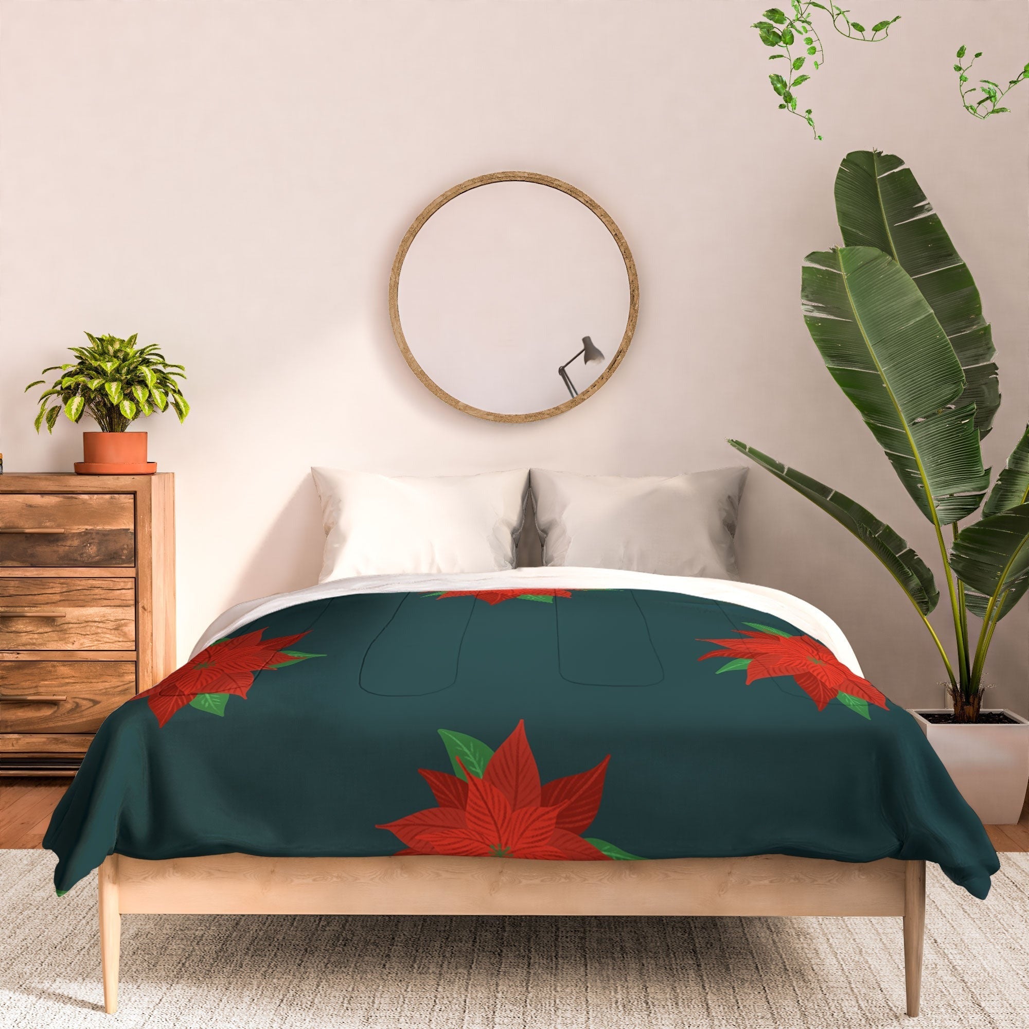 Design by Spark Poinsettia Florals Comforter