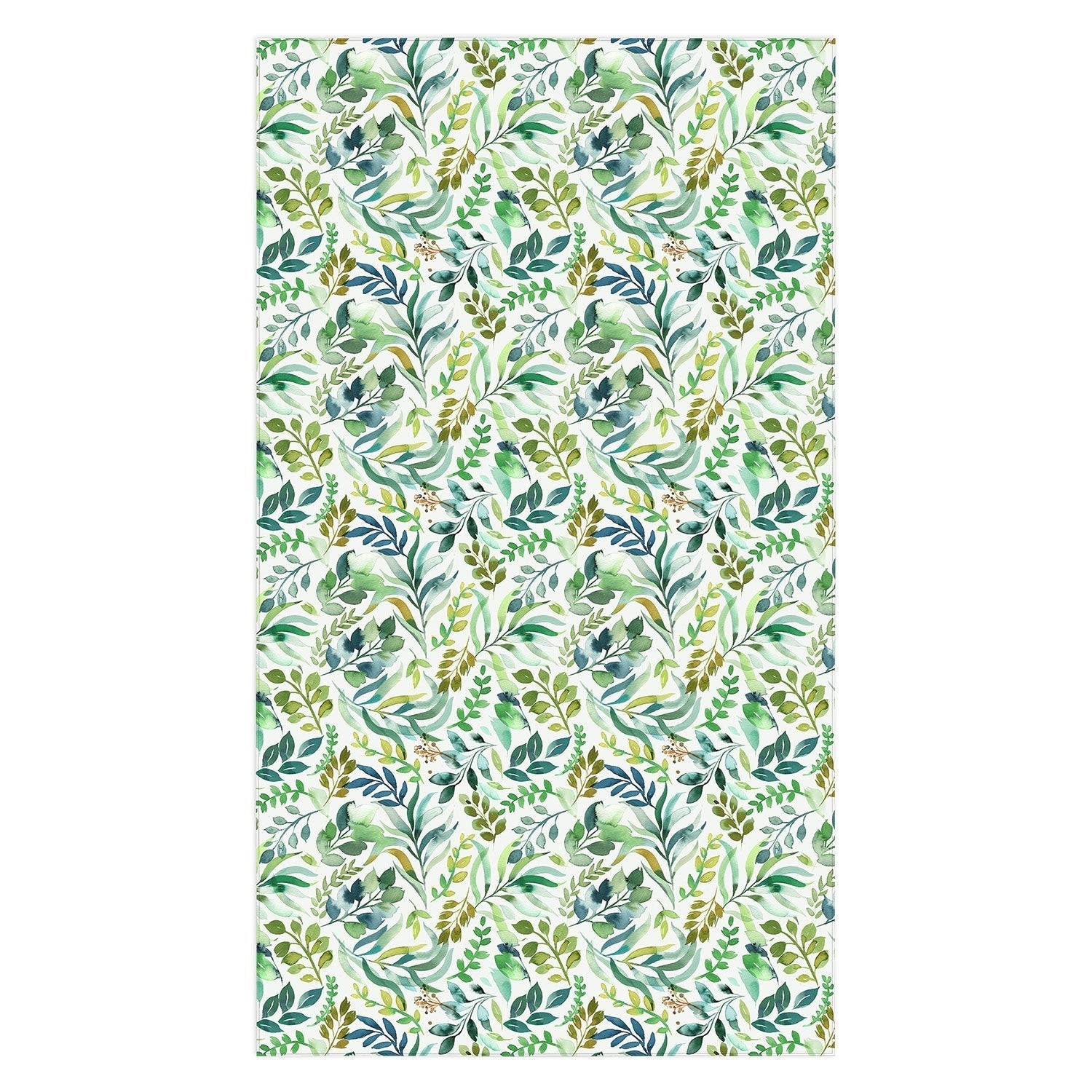 Ninola Design Botanic Retreat Loose Botanical Leaves Watercolor Green Tablecloth