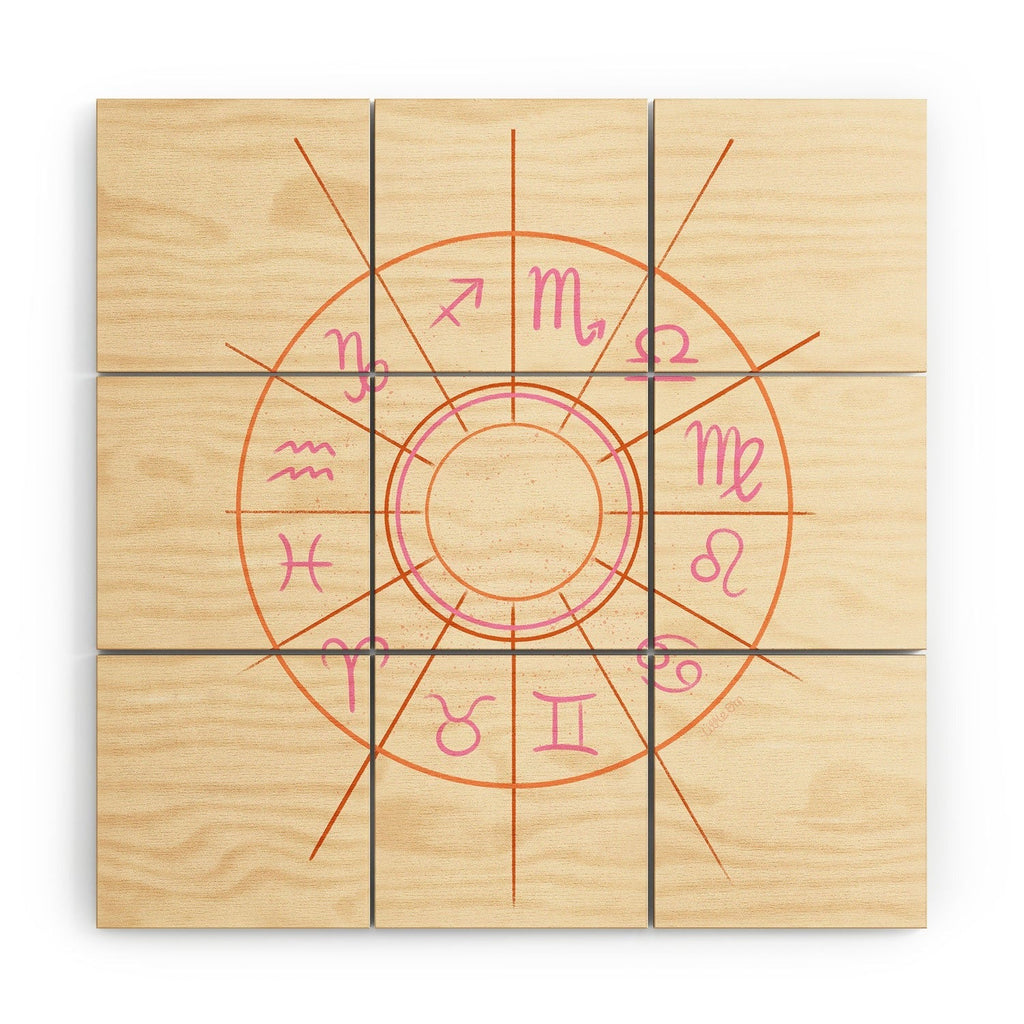 Little Om Zodiac Signs cream Wood Wall Mural