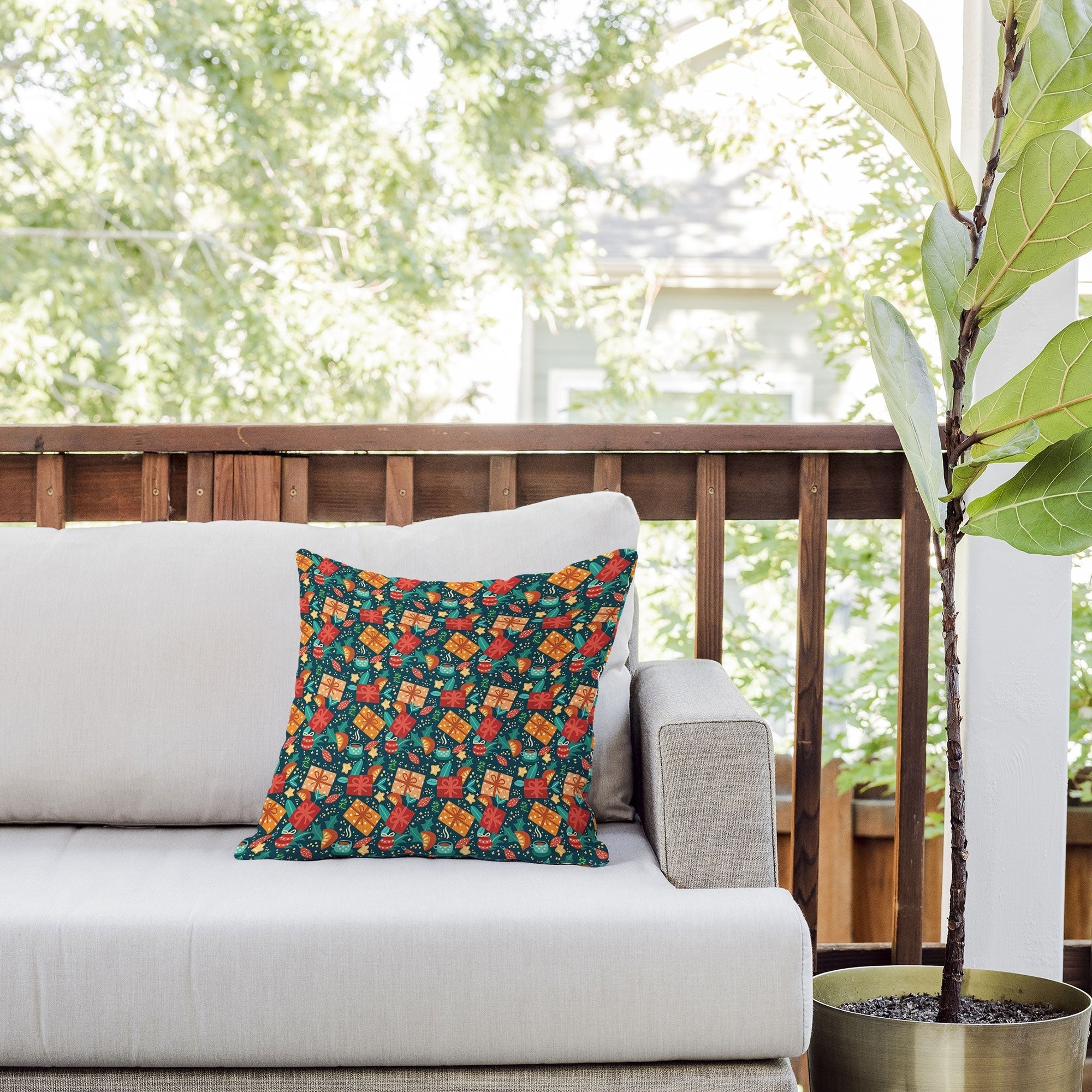 Valeria Frustaci Christmas pattern Outdoor Throw Pillow