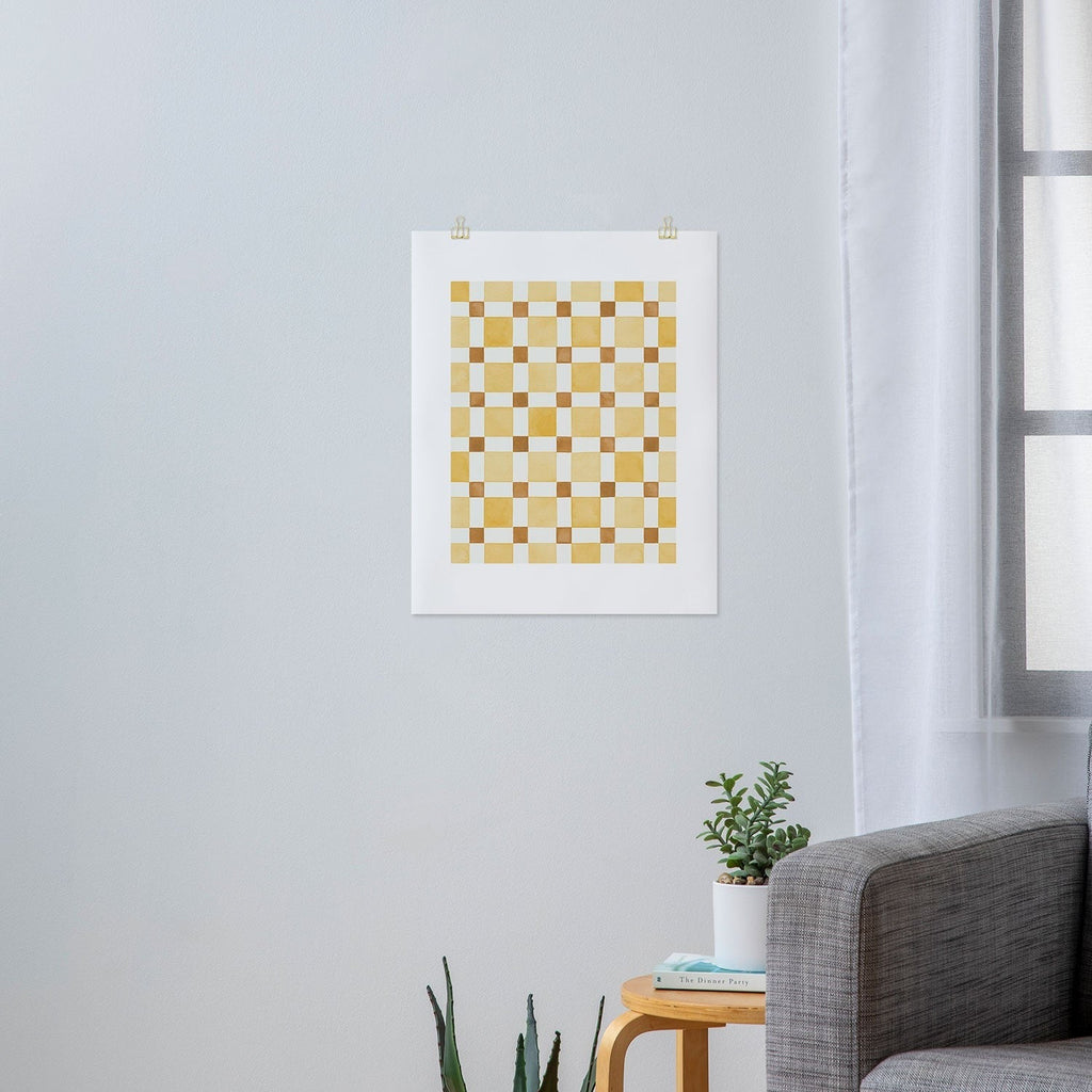 Ninola Design Everyday Artifact Checker Mosaic Tiles Geometry Yellow Art Print
