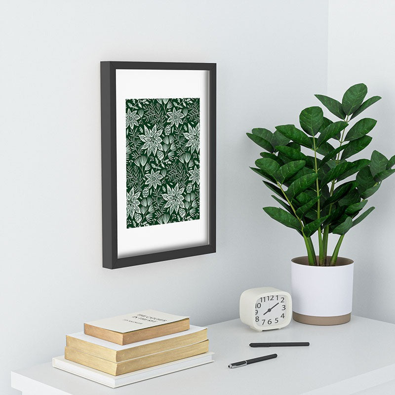 Pimlada Phuapradit Christmas Poinsettia Recessed Framing Rectangle