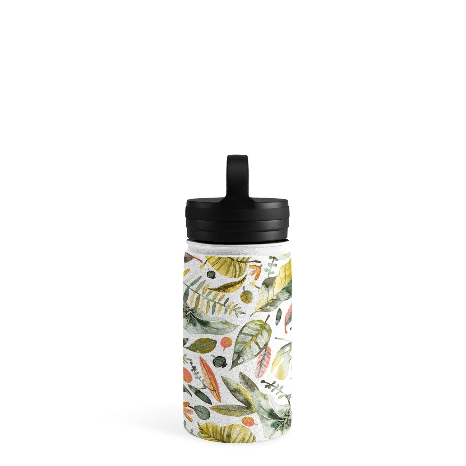 Ninola Design Botanic Retreat Tropical Jungle Leaves Botanical Green Orange Water Bottle