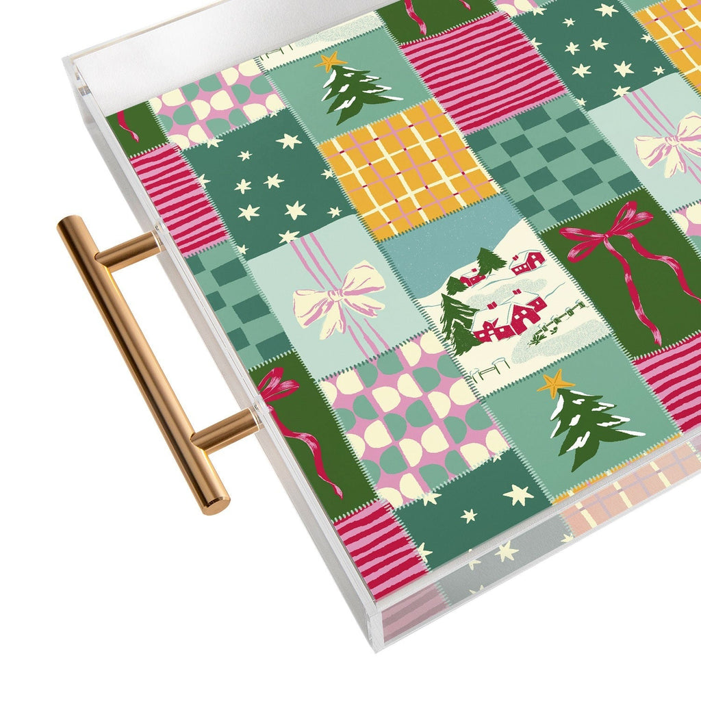 LouBruzzoni Cozy Christmas Patchwork Acrylic Tray
