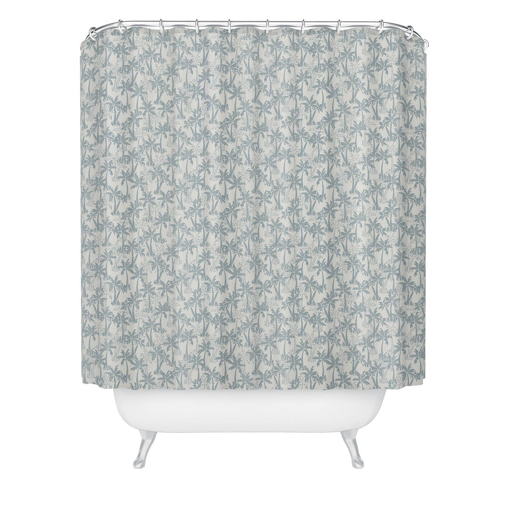 CoastL Studio Palm Forest Coastal Blue Shower Curtain