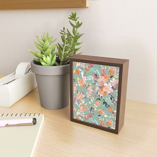 Ninola Design Botanic Retreat Floral Oleander Whimsical Teal Green Framed Mini Art Print