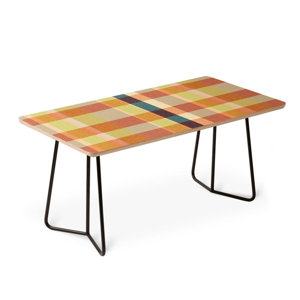 Marta Barragan Camarasa Retro Picnic Plaid Warm Tones Coffee Table
