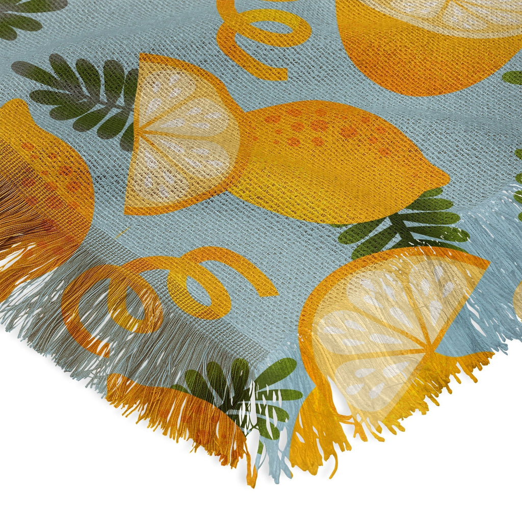 Jessica Molina Lemon Pattern on Sky Blue Throw Blanket