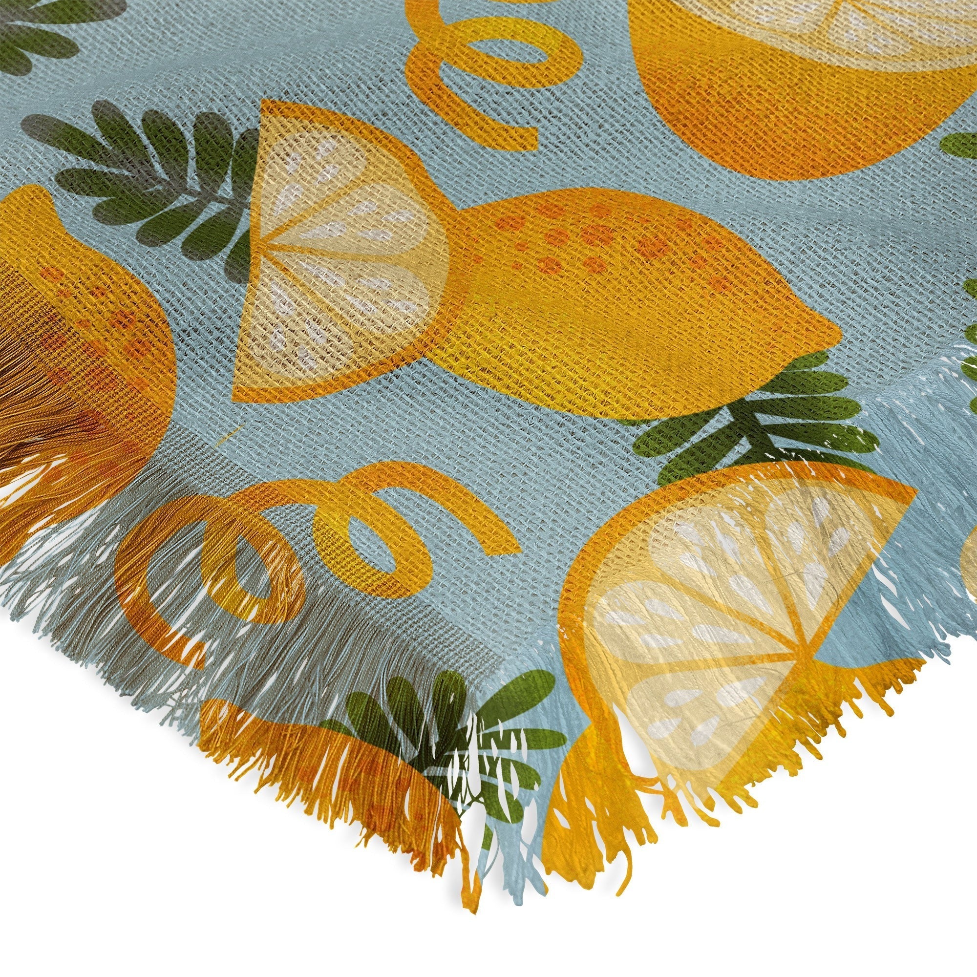 Jessica Molina Lemon Pattern on Sky Blue Throw Blanket